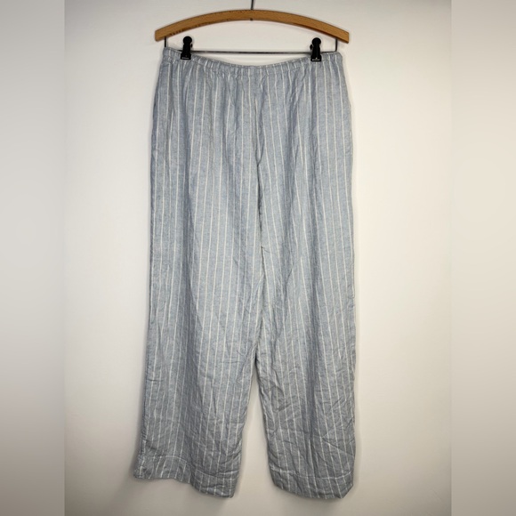 Abercrombie & Fitch Light Blue White Striped Linen Blend Pull on Pants Medium - Picture 5 of 7